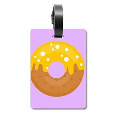 Imagem de Pasta amarela creme rosquinha sobremesa doce doce bolsa etiqueta cartão de bagagem pendurado etiqueta para molho