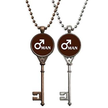 Imagem de OFFbb-USA Chaveiro masculino Happy Science Power Art Deco presente fashion colar pingente joias decoração de casal