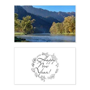 Imagem de River Mountain Hill Forest Reflection Water New Year Festival Greeting Card Bless Message Gift