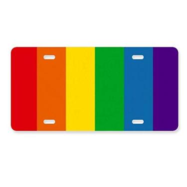 Imagem de DIYthinker Placa de licença arco-íris gay lésbicas, bissexuais, lGBT, decoração de placa de licença em aço inoxidável