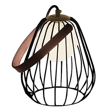 Imagem de Abajur Bella Iluminação Lamp Preto/ Branco/ Marrom Metal, Vidro e Couro Sintetico