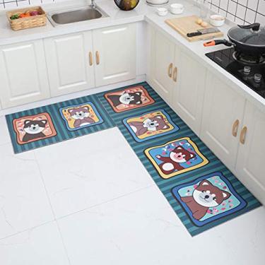 Imagem de Jun Jiale Tapete de cozinha de qualidade premium, tapete de cozinha antiderrapante, tapete de borracha durável, lavável (40,64 x 60,96 cm) cachorro fofo e fofo