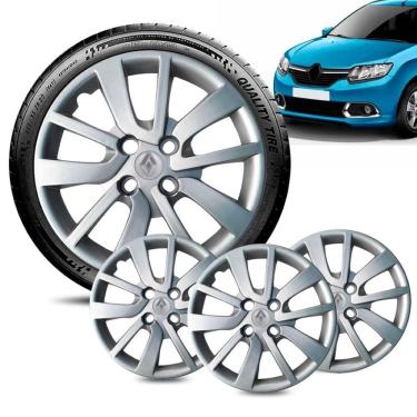Imagem de Jogo 4 Calota Renault Sandero aro 14 2014 a 20 Prata Log Pra