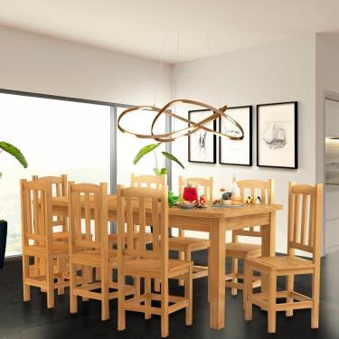 Imagem de Conjunto Sala De Jantar Mesa E 8 Cadeiras Madeira Maciça 200 x 88 cm Nogueira Sil Shop JM