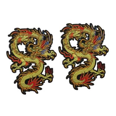 Imagem de STOBOK 2 Unidades Patch bordado de dragão remendo de acabamento de vestido adesivos de decoração remendos de costura remendo do padrão do dragão sem cola Bandeira China decorar