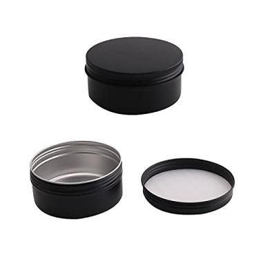 Imagem de Bettomshin 5 peças 5 oz/150 ml latas redondas de alumínio com tampas de parafuso superior, recipiente de armazenamento de latas vazias de metal frascos de lata de viagem para armazenar pequenos objetos, preto, 83 x 38 mm (diaxH)
