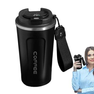 Imagem de HiXip - Caneca Térmica Inteligente 510ml com Tampa, Acessórios Multifuncionais para Recreação de Garrafas de Água para Chá, Cacau, Café, Leite, Aço Inoxidável Preto, Adulto