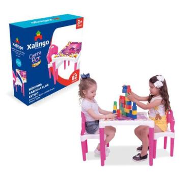 Imagem de Mesinha Infantil Com 2 Cadeiras Casinha Flor Xalingo - Xalingo Brinque
