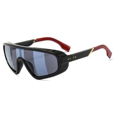 Imagem de Escudo viseira máscara óculos de sol feminino masculino oversized à prova de vento óculos de sol um grande quadro óculos esporte uv400,2, um tamanho