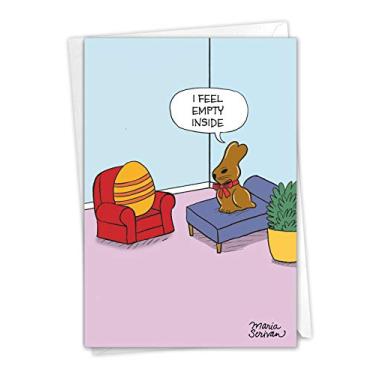 Imagem de NobleWorks - 1 cartão divertido de Páscoa com envelope - cartão de humor para Páscoa (1 cartão) - Coelho vazio C9221EAG