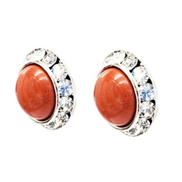 Imagem de Rosemarie & Jubalee Brincos femininos atemporais clássicos hipoalergênicos com fecho de halo feitos com cristais Swarovski, 15mm, Metal Vidro, Cristal