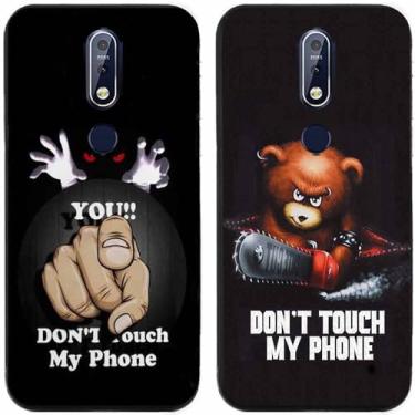 Imagem de 2 peças Bear You Don't Touch My Phone impresso TPU gel silicone capa de telefone traseira para Nokia todas as séries (Nokia 7.1)