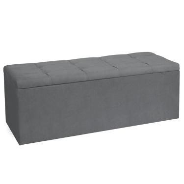 Imagem de Calçadeira Recamier Baú Queen 1,60m Roma Suede Cinza - Pallazio
