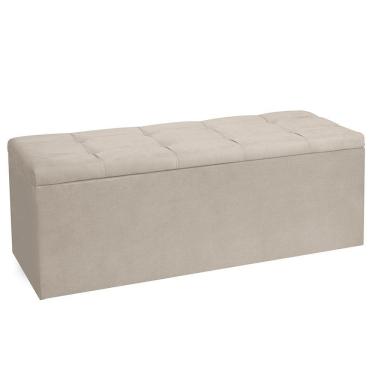 Imagem de Calçadeira Recamier Baú Queen 1,60m Roma Suede Bege - Pallazio