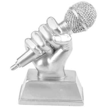 Imagem de YOLUFER Troféu de microfone troféu dourado troféu microfone para competição de discurso de canto (prata)