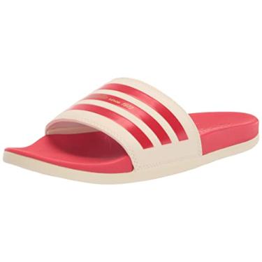 Imagem de adidas Sandália unissex adulto Adilette Clog Slide, Branco maravilhoso/vermelho vívido/dourado metálico, 16