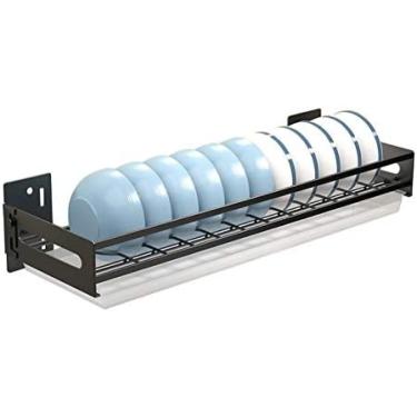 Imagem de Escorredor de pratos montado na parede, rack de pratos de aço inoxidável, rack de secagem de pratos com placa de drenagem, removível para lavar, rack de armazenamento de cozinha, economizar