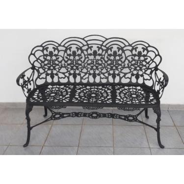 Imagem de Banco de Jardim Jardim 3 Lugares Preto Fosco em Alumínio Fundido Unifer Móveis