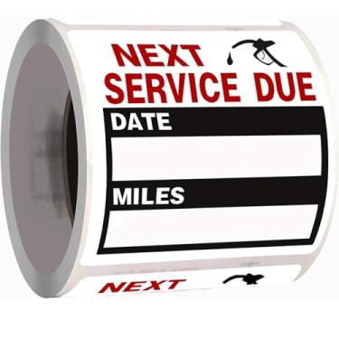Imagem de 100 peças de adesivos de troca de óleo, etiquetas de lembrete de serviço, etiquetas adesivas de lembrete de serviço de manutenção automática, 5 x 5 cm, 1 rolo (preto)