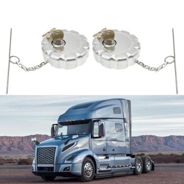 Imagem de 1 peça 20770691 tampa de combustível com trava de 7 cm, tampa de tanque de combustível de caminhão adequada para modelos de caminhões resistentes Volvo VN e VNL, alumínio