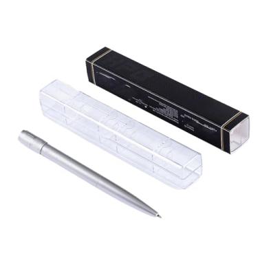 Imagem de Caneta neutra rotativa de descompressão de liga de alumínio de 0,5 mm 1 peça, caneta neutra de toque pesado de metal - prateada