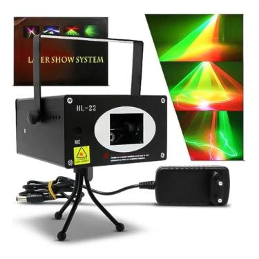 Imagem de Projetor Laser Vermelho e Verde Holográfico 250mW Desenhos Sensor de Musica DJ P/ Show Luzes Festa Balada Eventos