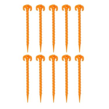 Imagem de Kit 10 Estacas GRANDE 25CM P/Barraca Quadra Areia Camping Gramado Gazebo Beach Tenis Guarda-sol C/Rosca de12mm