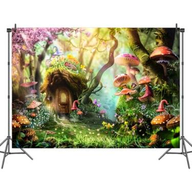 Imagem de 3 x 2,4 m, cenário de conto de fadas, cenário encantado, floresta de cogumelo, desenho animado para crianças, meninas, princesas, festa de aniversário, chá de bebê, decoração de banner, adereços de