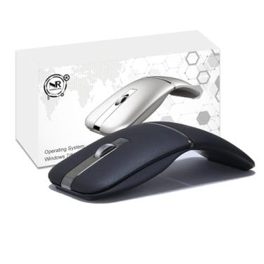 Imagem de NORMIA RITA Mouse sem fio arco dobrável, clique silencioso, Bluetooth 5.0 e 2,4 GHz, dois modos, mouse curvo portátil para casa, escritório, viagens