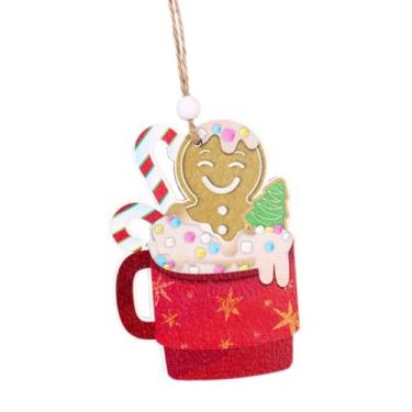 Imagem de menolana Enfeite de árvore de Natal de boneco de gengibre pendurado enfeite de bola de natal decorativo decoração de árvore de natal para festa guirlanda, Xícara