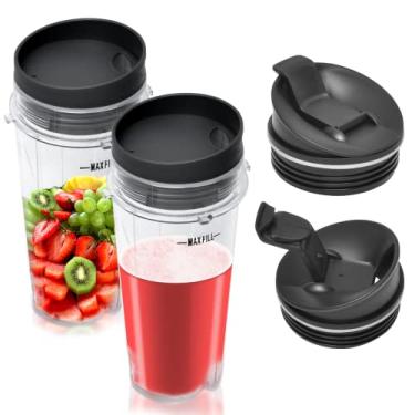 Imagem de Conjunto de copos de liquidificador de 473 ml para peças de reposição Ninja Copo de porção única com tampa e tampa de vedação, serve para liquidificadores Nutri Ninja Series BL770 BL780 BL660 BL740