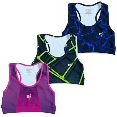 Imagem de Kit 3 Cropped Top Para Treino Feminino Musculação Roupa De Academia Co