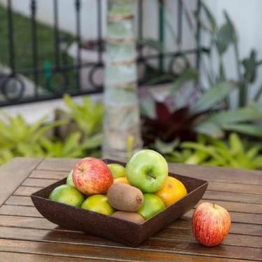 Imagem de Travessa Saladeira Fruteira Quadrada Marrom Imbuia Plástico - EVO
