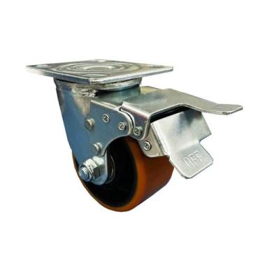 Imagem de Rodízio Giratório De Poliuretano Com Freio - 4pol - 100mm  300kg  JST