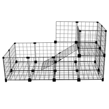 Imagem de Cercado Aramado Porquinho Da ÍNdia 2 Andares Fundo 60x120x60cm Preto -