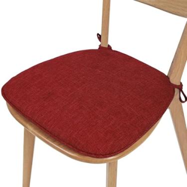 Imagem de DSUTMLE Almofada de assento de linho de algodão respirável com laços almofada de cadeira antiderrapante cor sólida forma ferradura almofada de cadeira durável para sala de jantar, sala de estar,