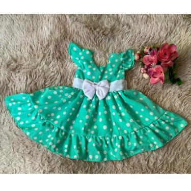 Imagem de Vestido Infantil Menina Elegante Verde Bolinhas Brancas - AUREA, 06 me