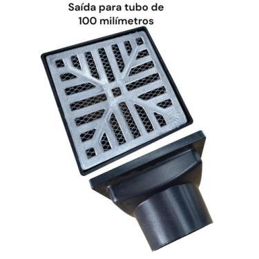 Imagem de Ralo Pluvial 15x15 Côncava Aluminio Quintal C/ Coletor Tela - Ficone &