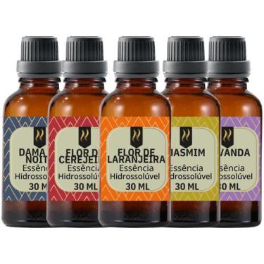 Imagem de Super Kit 5 Essências A Base Água Hidrossolúvel 30ml Difusor - Nattuar
