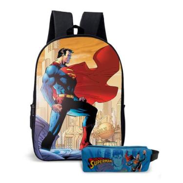 Imagem de Kit Mochila com Estojo Escolar Infantil do Super Man menino - Use Thuc