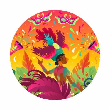 Imagem de Painel de Lona Redondo Carnaval Dança Máscaras Colorido 1x1m - Fabrika