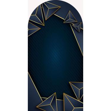 Imagem de Painel Sublimado Vertical Romano Formas Triângulos Azul Escuro e Doura