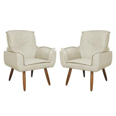 Imagem de Kit 02 Poltronas Decorativa Emília Plus Suede Várias Cores - Ds Estofa