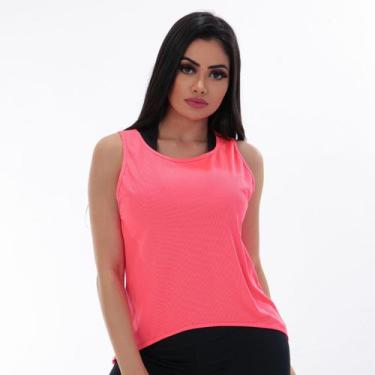 Imagem de Regata Feminina Fitness Rosa Neon em Dry Fit  - Fitmoda, M, Rosa neon