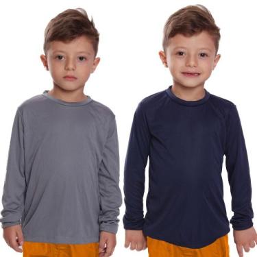 Imagem de Kit 2 Camisetas Infantil Menino Proteção UV Térmica Solar Manga Longa 