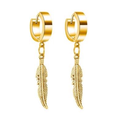 Imagem de par de Brinco argola masculino feminino folheado dourado em aço Inox  