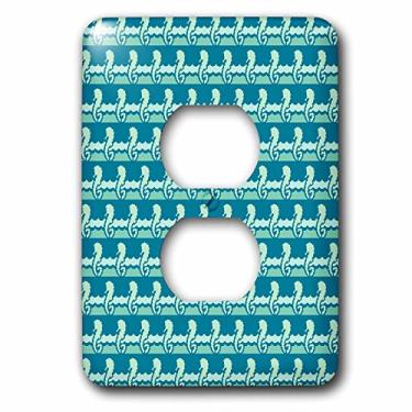 Imagem de 3dRose LSP_219298_6 Pretty Aqua and Blue Seahorses on Waves Pattern 2 Plug Outlet Cover