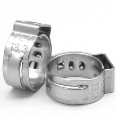 Imagem de Biaungdo 50 peças de anéis de crimpagem PEX de 3/20.3 cm, anéis de crimpagem PEX Cinch de aço inoxidável 304, braçadeiras de aperto braçadeira de mangueira de orelha única para conexão de acessórios