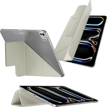 Imagem de MAGEASY Capa para iPad Pro de 13 polegadas – Capa fólio com suporte multiangular, suporte para Apple Pencil, resistente a manchas, compatível com iPad Pro de 13 polegadas (2024, M4) - FACET | Cinza