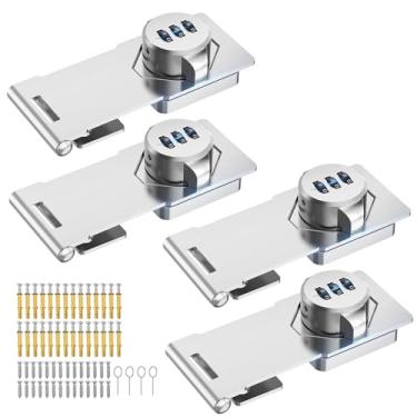 Imagem de MeBantoo Fechaduras com senha de armário doméstico, fechaduras de armário com combinação, trava deslizante de segurança para porta para pequenas portas de celeiro, banheiro, ao ar livre, jardim
